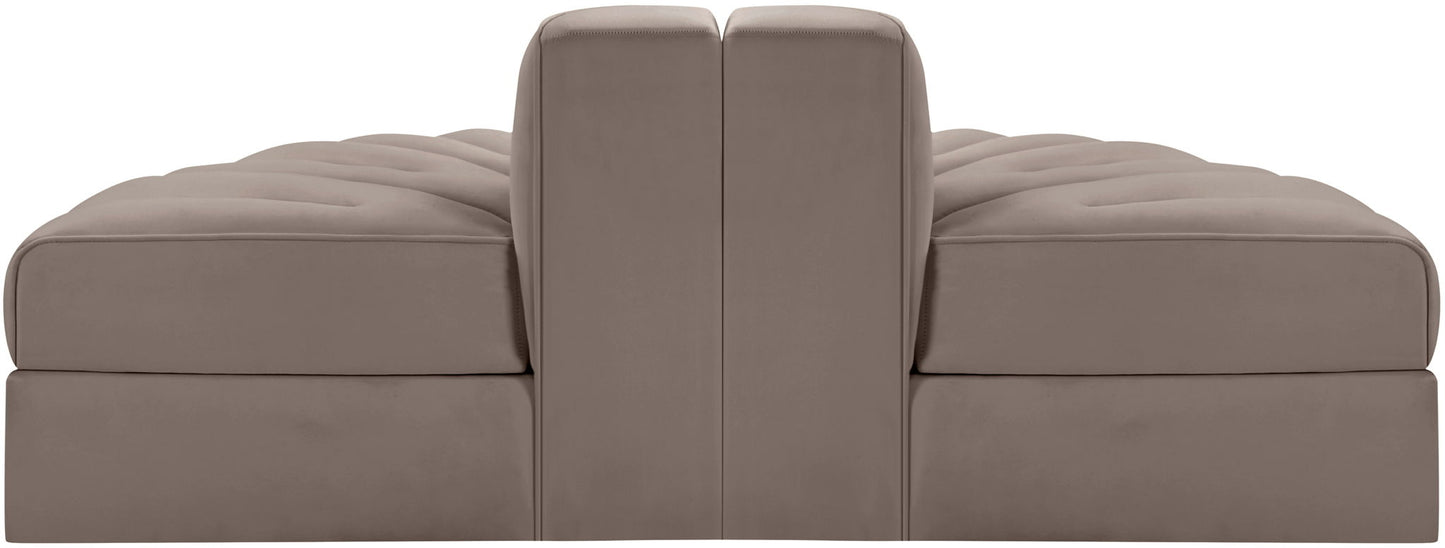 Rummi - Velvet Performance Fabric Upholstered 2 Piece  Rounded Modular Loveseat