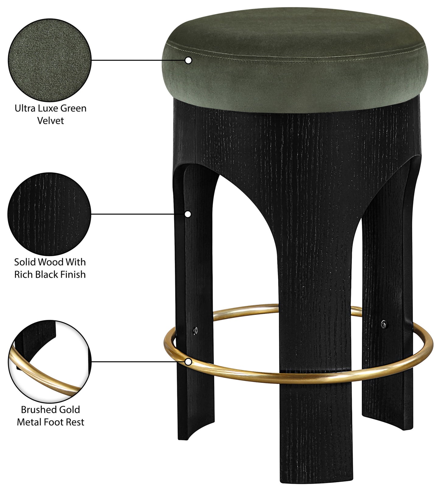 Bocceli - Counter Stool - Black Base