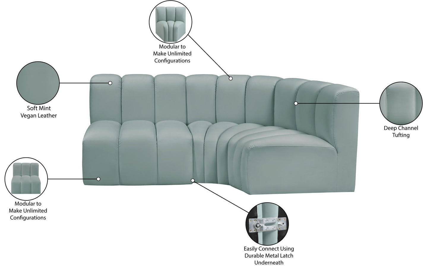 Arc - Faux Leather 3 Piece Sofa