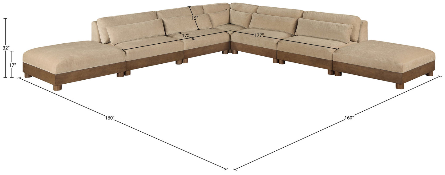 Turin - Chenille Fabric Upholstered Modular Sectional - Beige