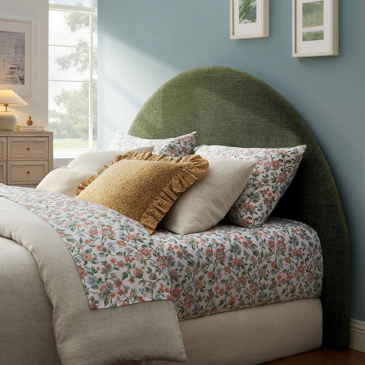 Modway Resort Queen Woven Upholstered Fabric Arched Headboard - Full, Foliage