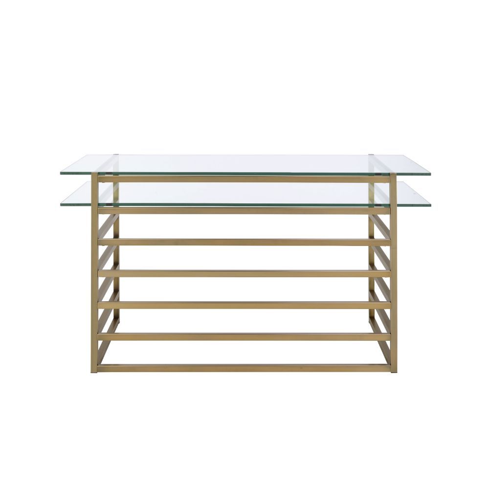 Shona - Writing Desk - Clear Glass Top & Antique Gold