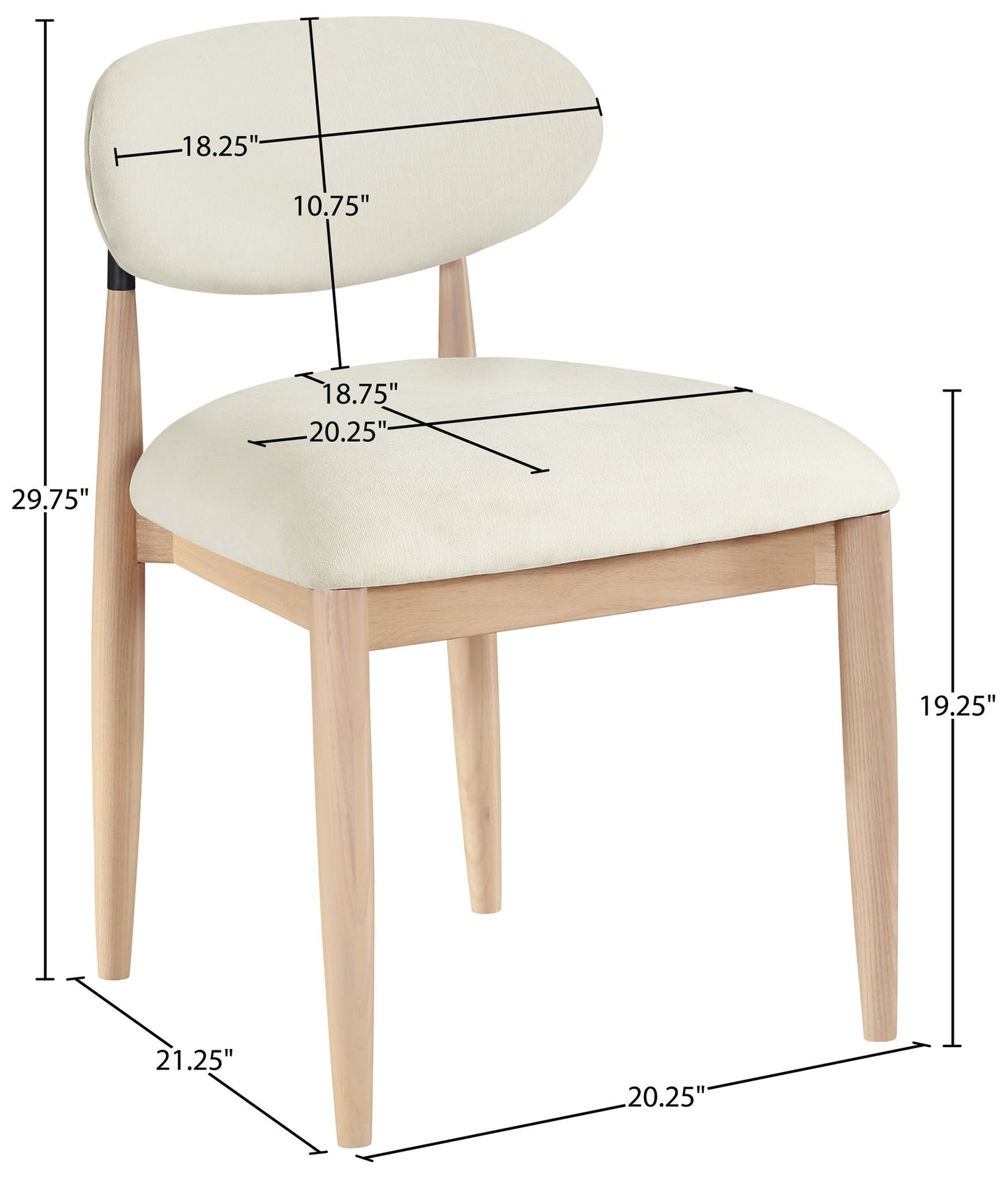 Riccio - Performance Fabric Upholstered Dining Side Chair (Set of 2) With Light Brown Legs - Cream