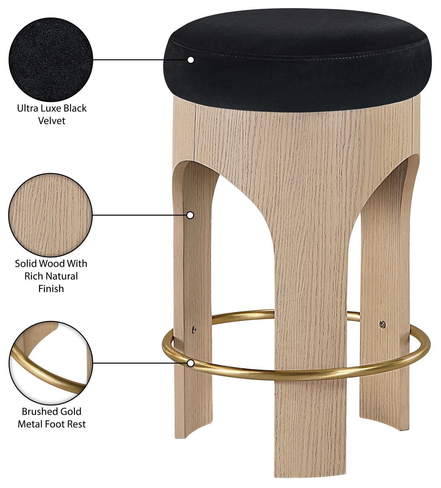 Bocceli - Counter Stool - Natural Base