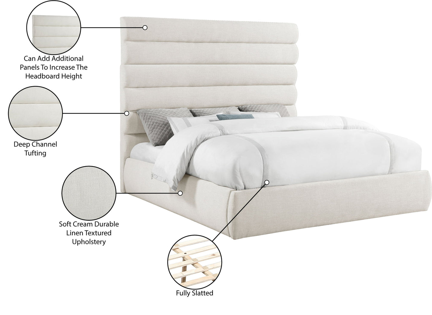 Adam - Linen Fabric Bed With 70.5" Headboard