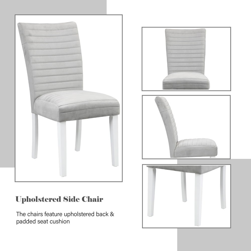 Elizaveta - Side Chair (Set of 2) - Gray Velvet &White High Gloss