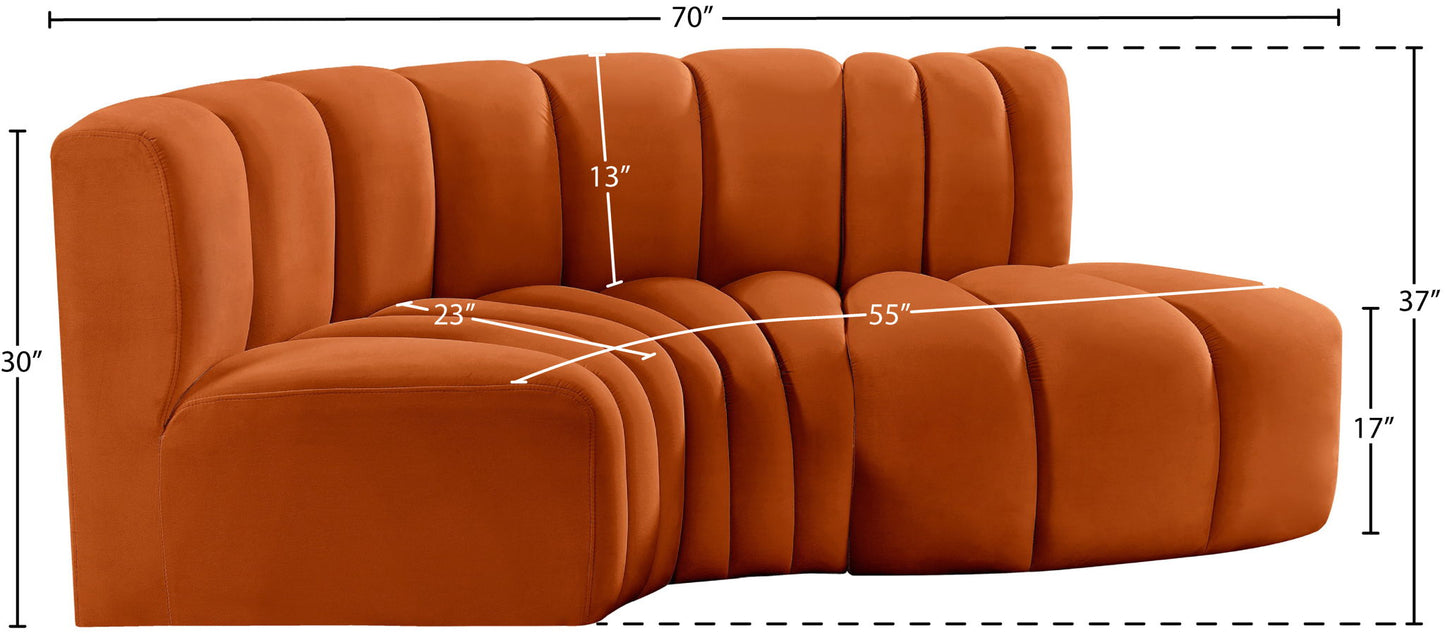 Arc - Velvet 3 Piece Modular L-Shaped Sofa