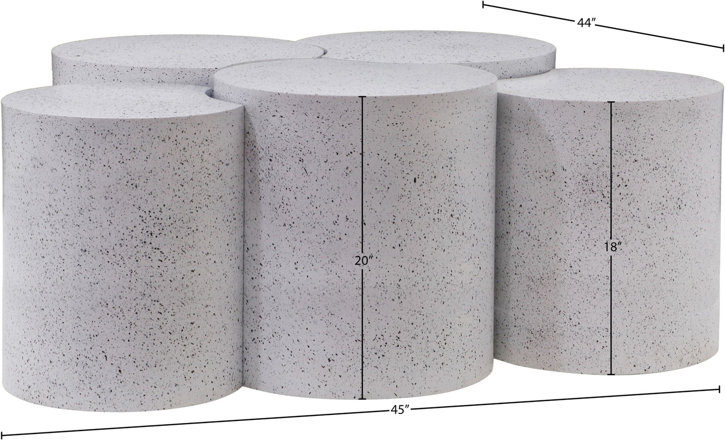 Dimple - 20" 5 Piece Modular Coffee Table - Terazzo Finish