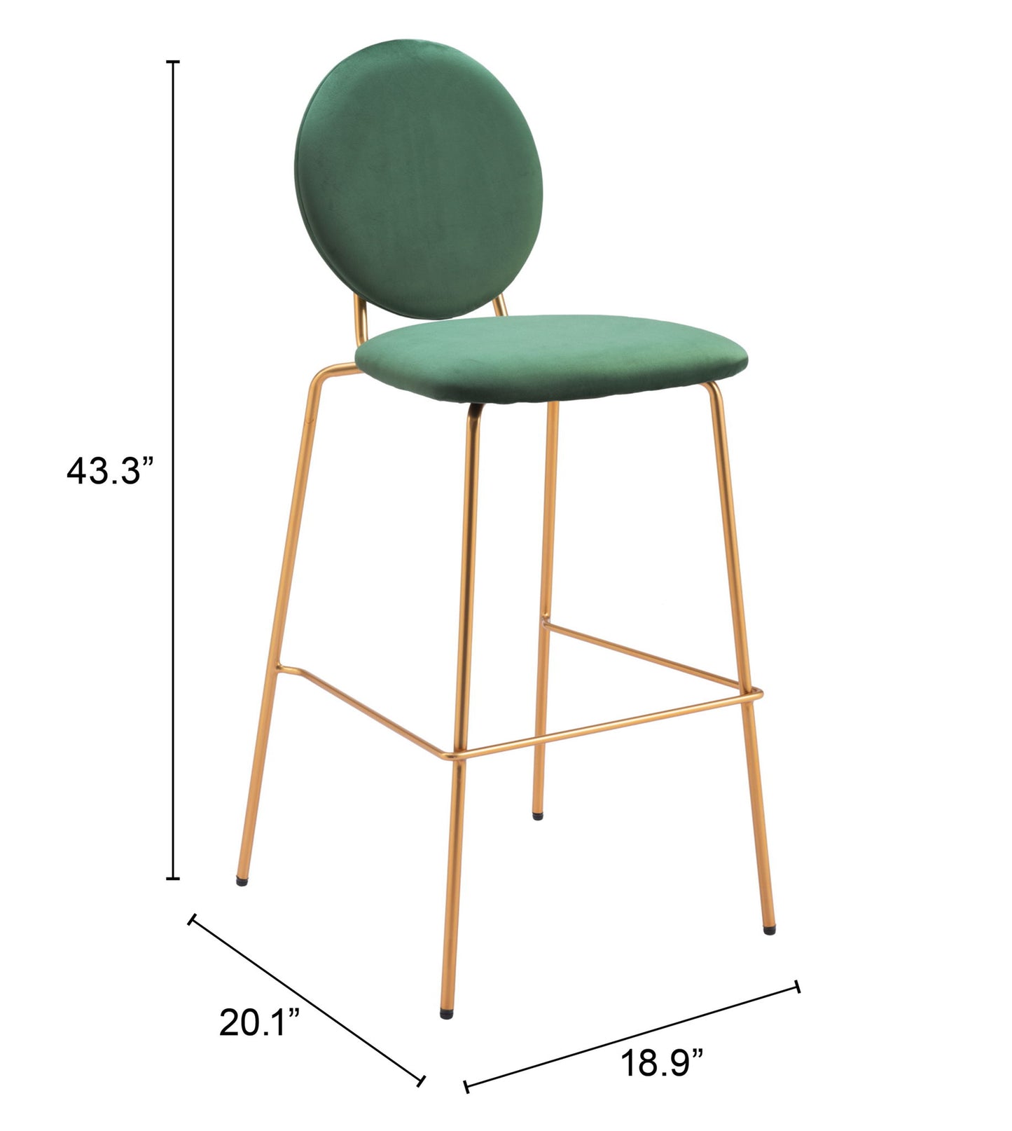 Odessa - Barstool (Set of 2) - Green / Gold