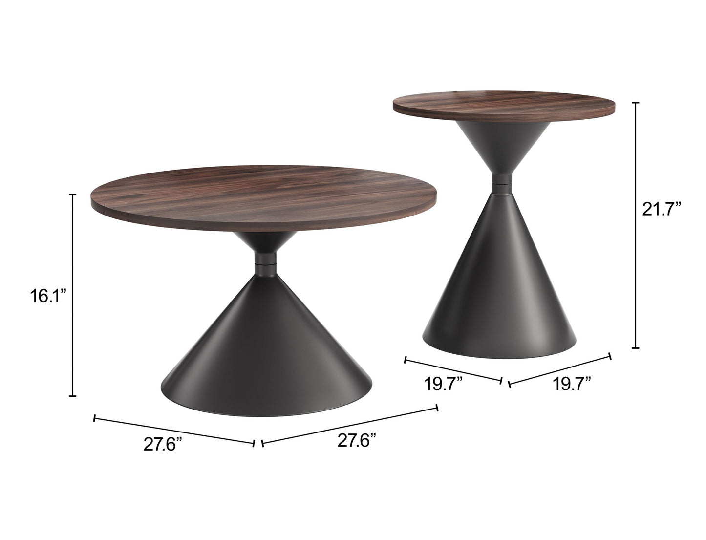 Rosk - Coffee Table Set - Walnut / Black