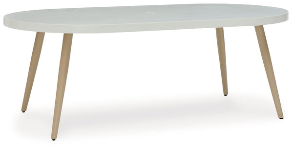 Seton Creek - Oval Dining Table With Umb Opt - White