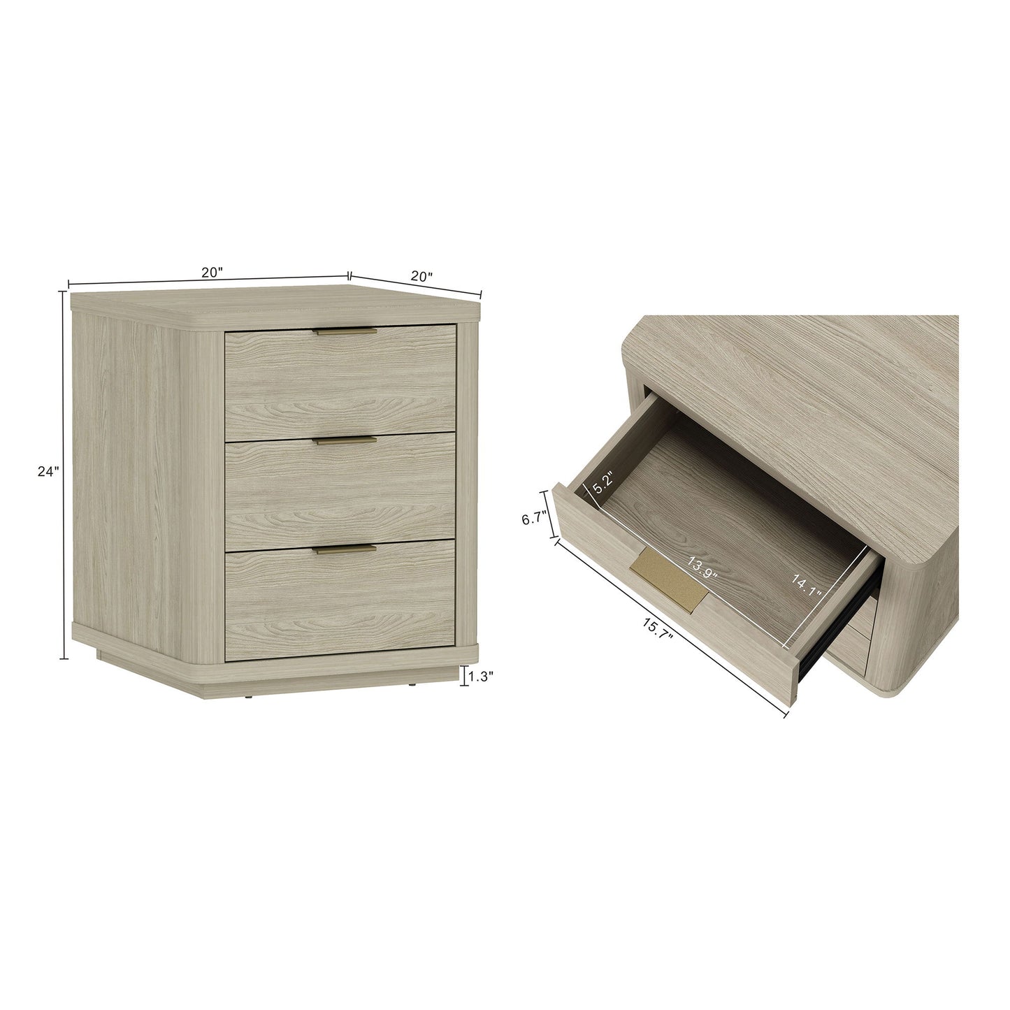 Manhattan Evelyn - 3-Drawer Nightstand