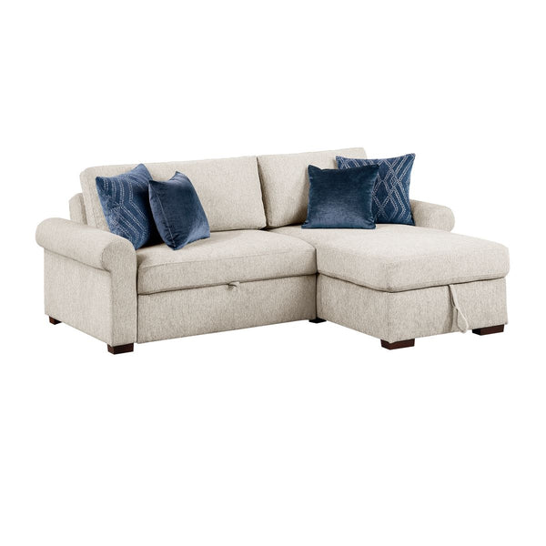 Isla 2-Piece Sectional with Reversible Chaise, Pull-out Bed and Hidden Storage, Click Motion Back