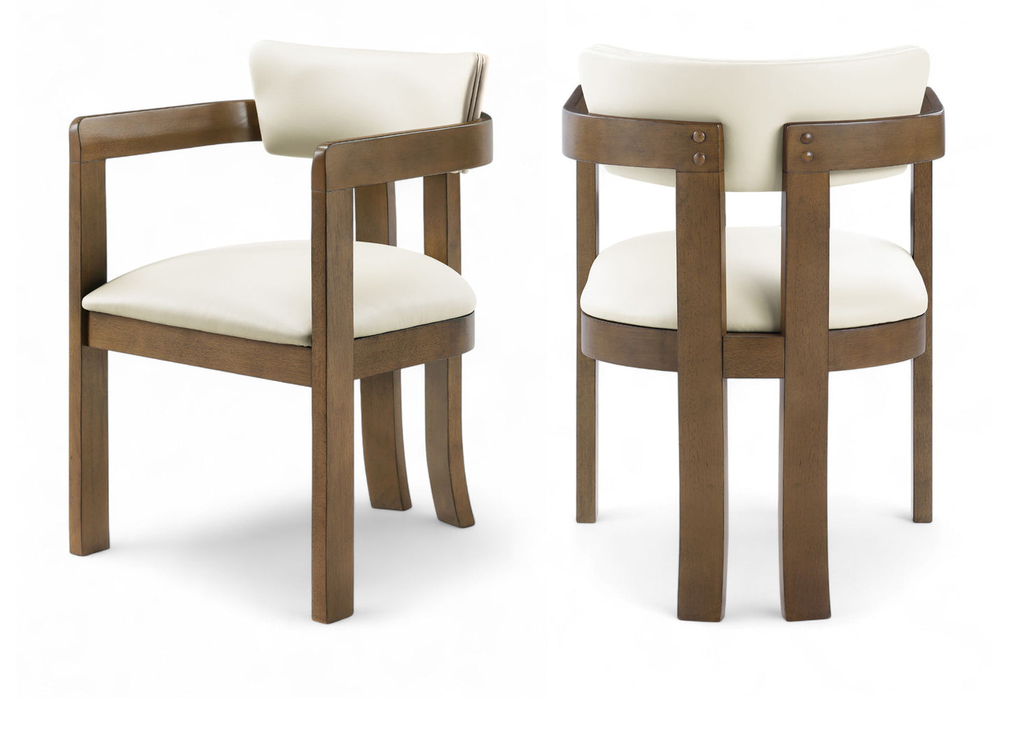 Lavrin - Vegan Leather Upholstered Dining Arm Chair (Set of 2) - Walnut Base