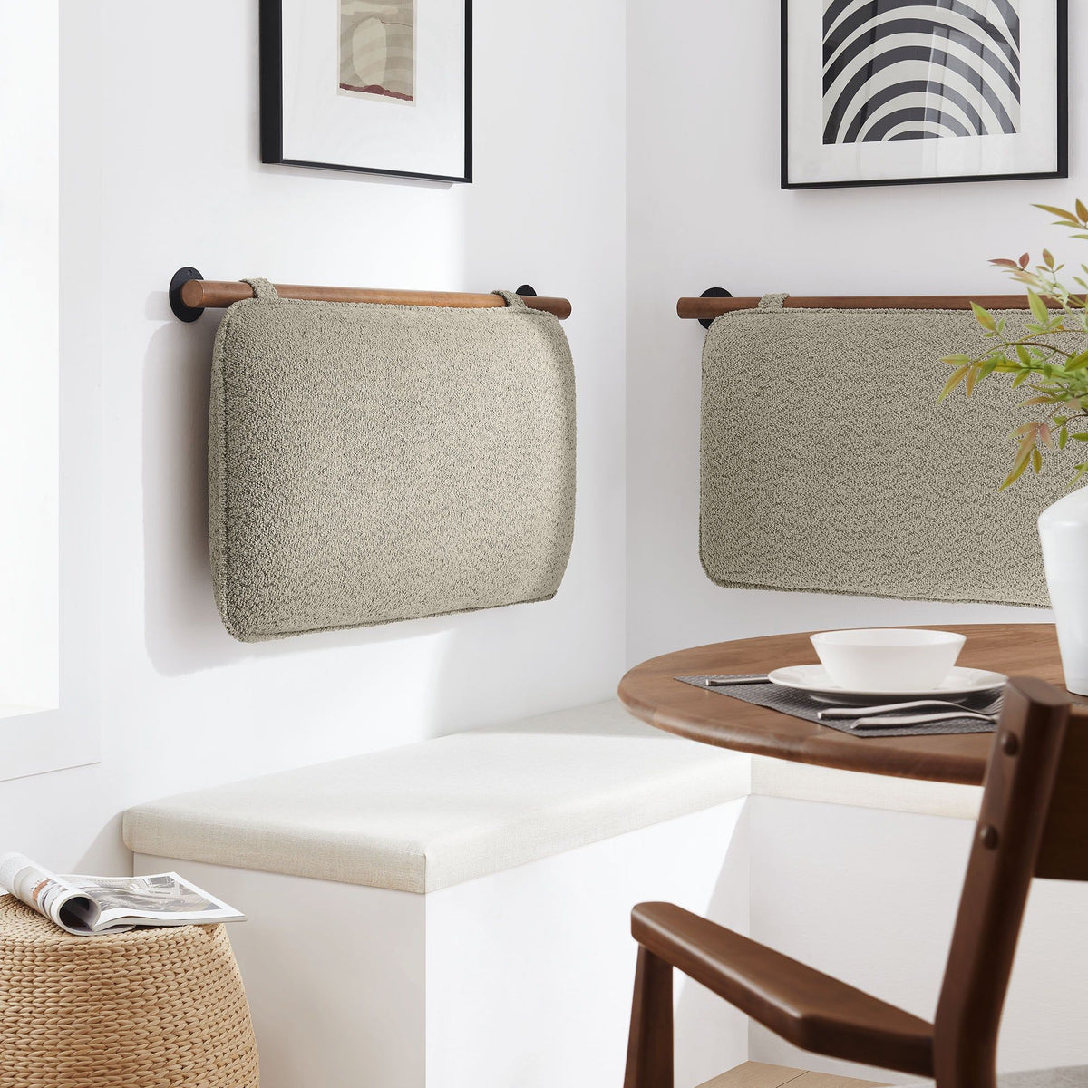 Anela Wall-Mounted Upholstered Headboard - Twin, Oat Walnut