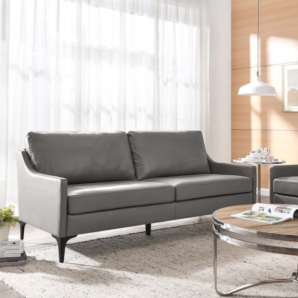 Corland Leather Sofa - Gray