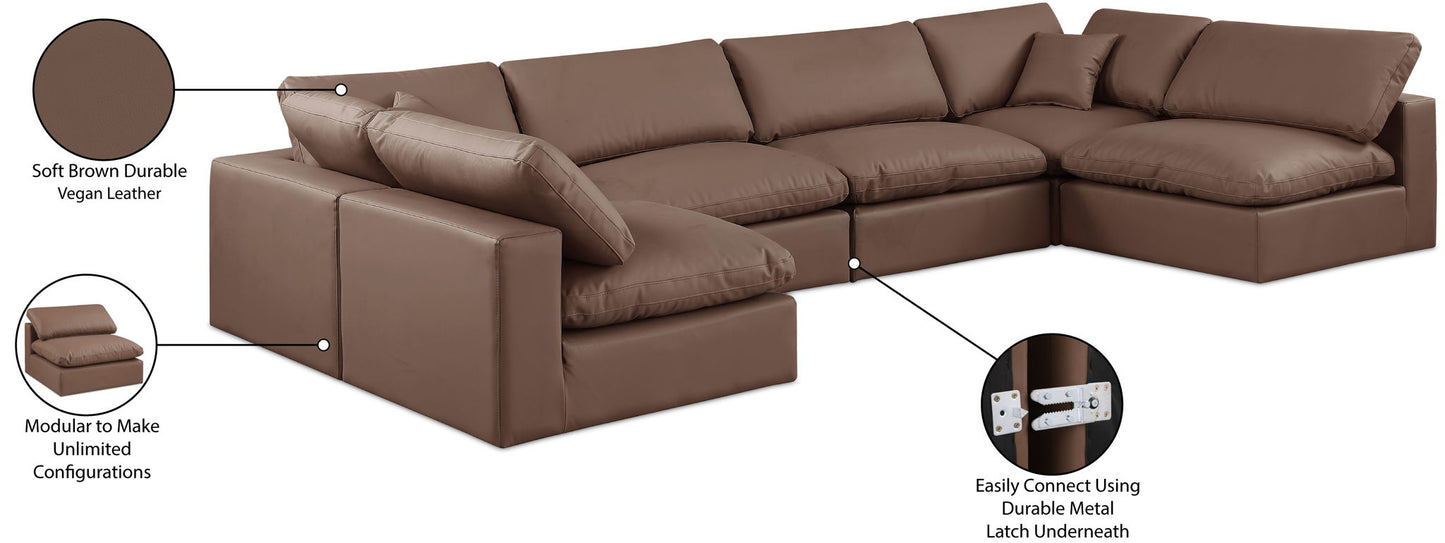 Comfy - 6 Piece Faux Leather Modular Armless Sectional