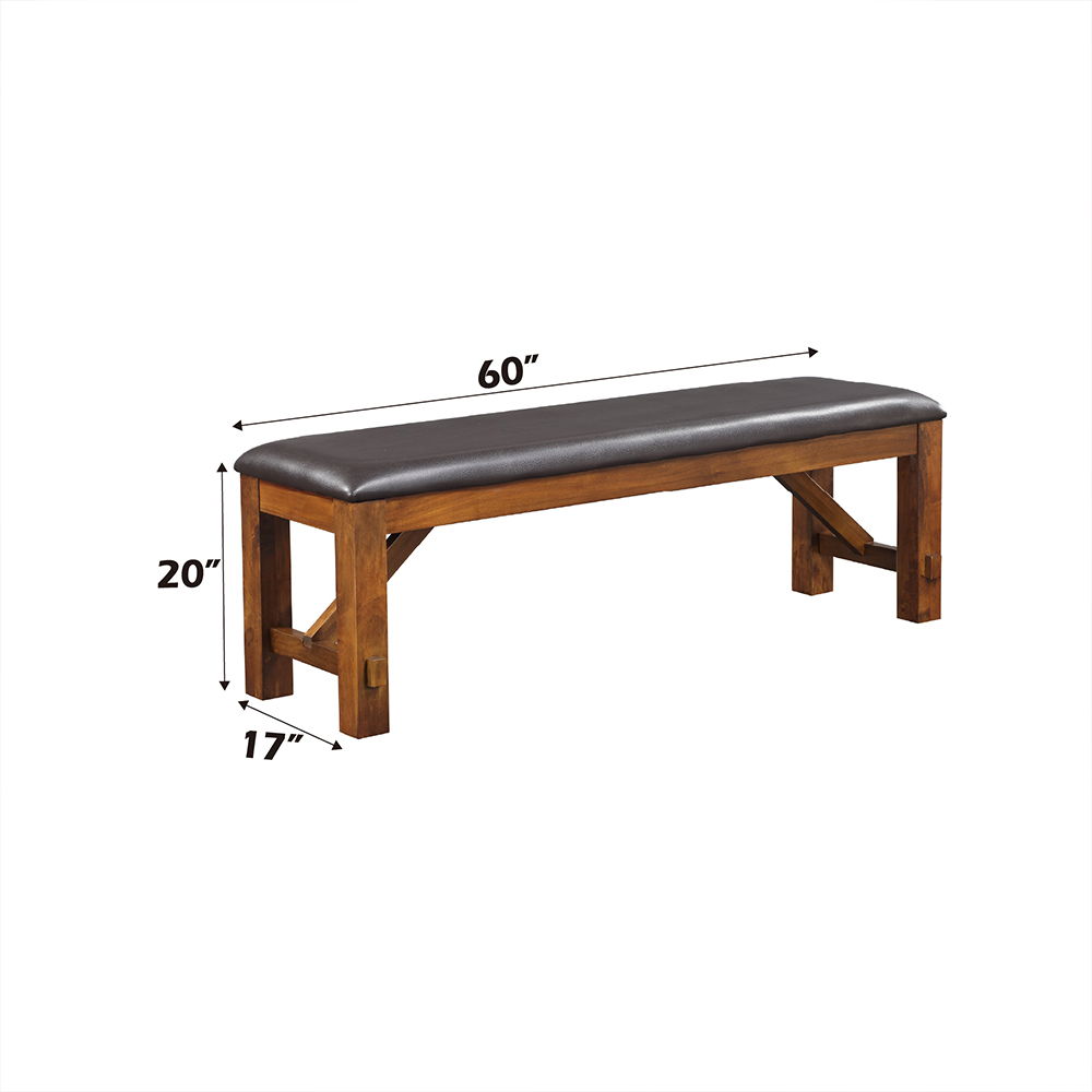 Apollo - Bench - Espresso Synthetic Leather & Walnut