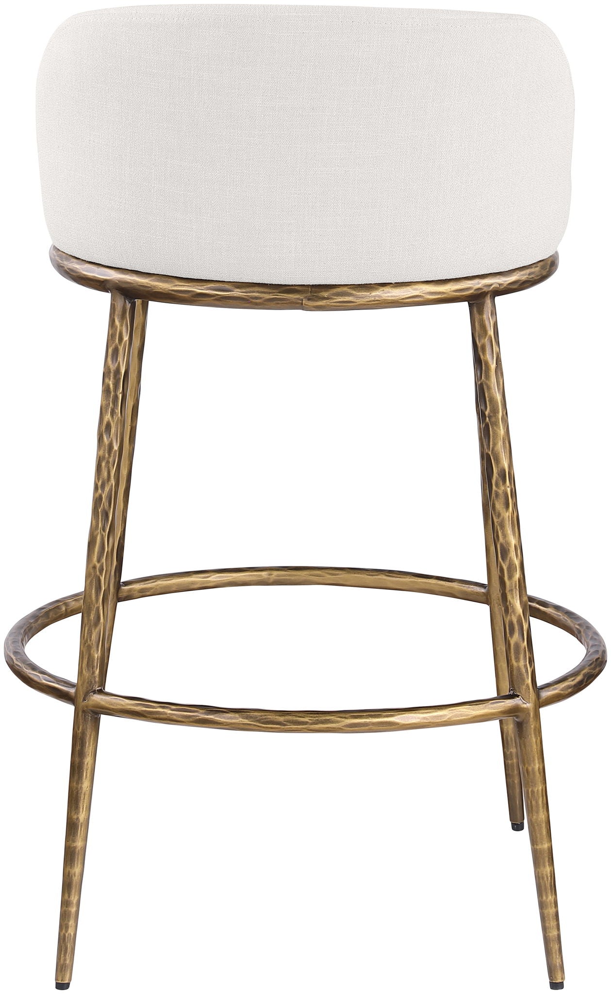 Ferro - Performance Fabric Upholstered Bar Stool - Cream / Antique Brass