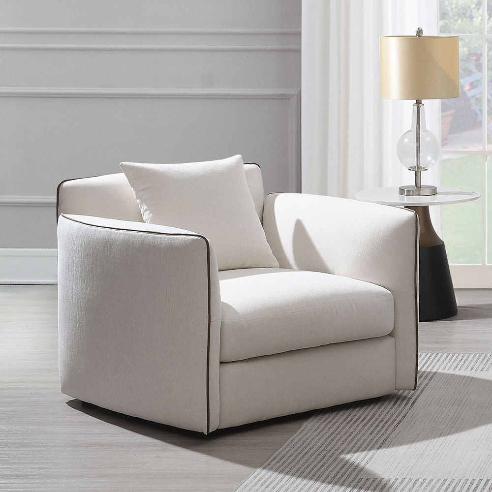 Yolanda - Chair With Pillow - Beige Chenille