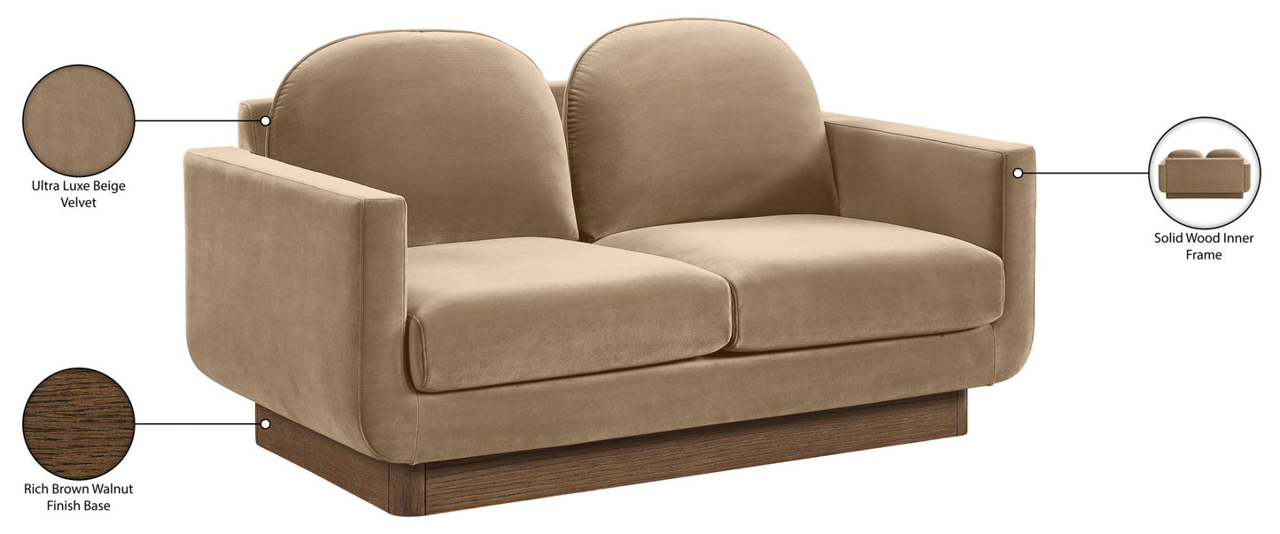 Diviento - Velvet Performance Fabric Upholstered Loveseat