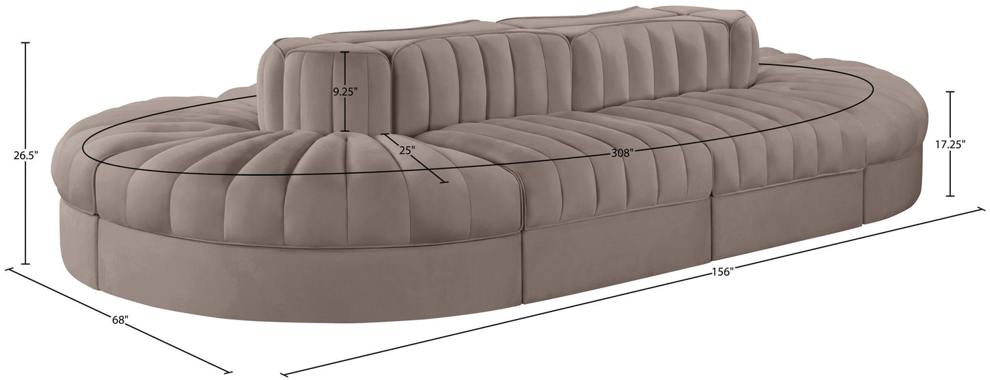 Rummi - Oval Velvet Performance Fabric Upholstered 8 Piece Modular Sectional