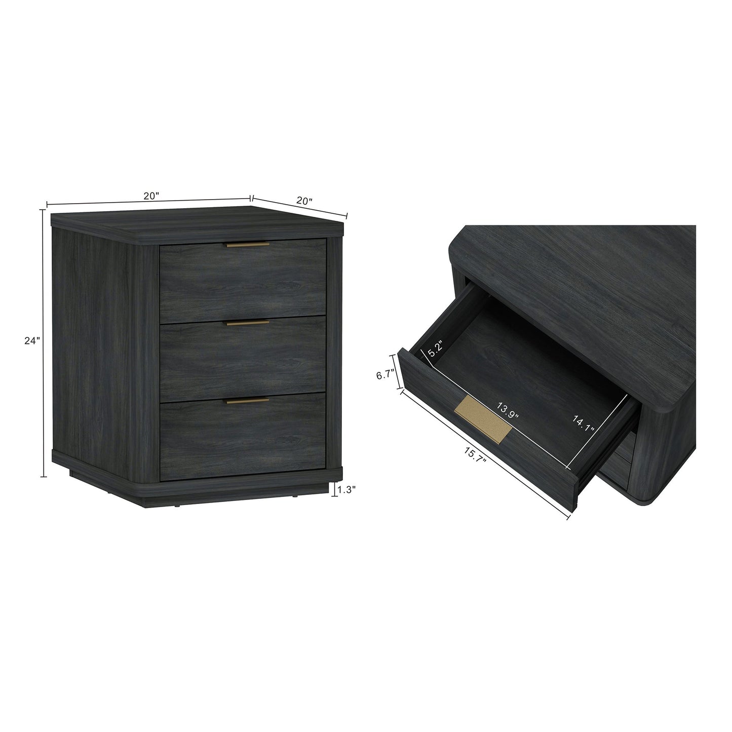 Manhattan Evelyn - 3-Drawer Nightstand