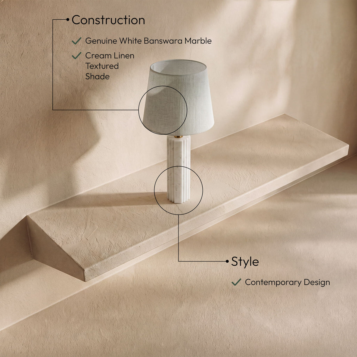 Orison - Linen Textured Fabric Table Lamp