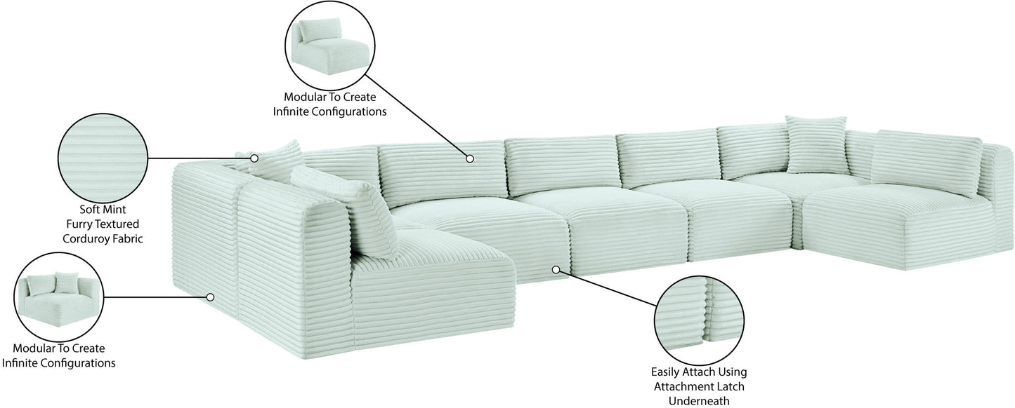 Shaggy - 7 Piece Modular U-Shaped Armless Sectional