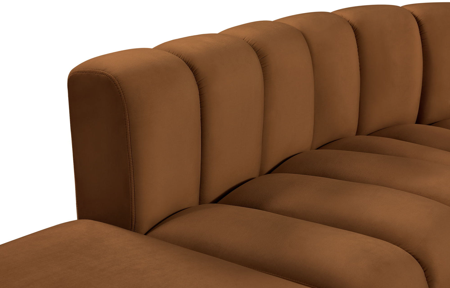 Arc - Velvet 7 Piece Corner Modular Sofa - Saddle