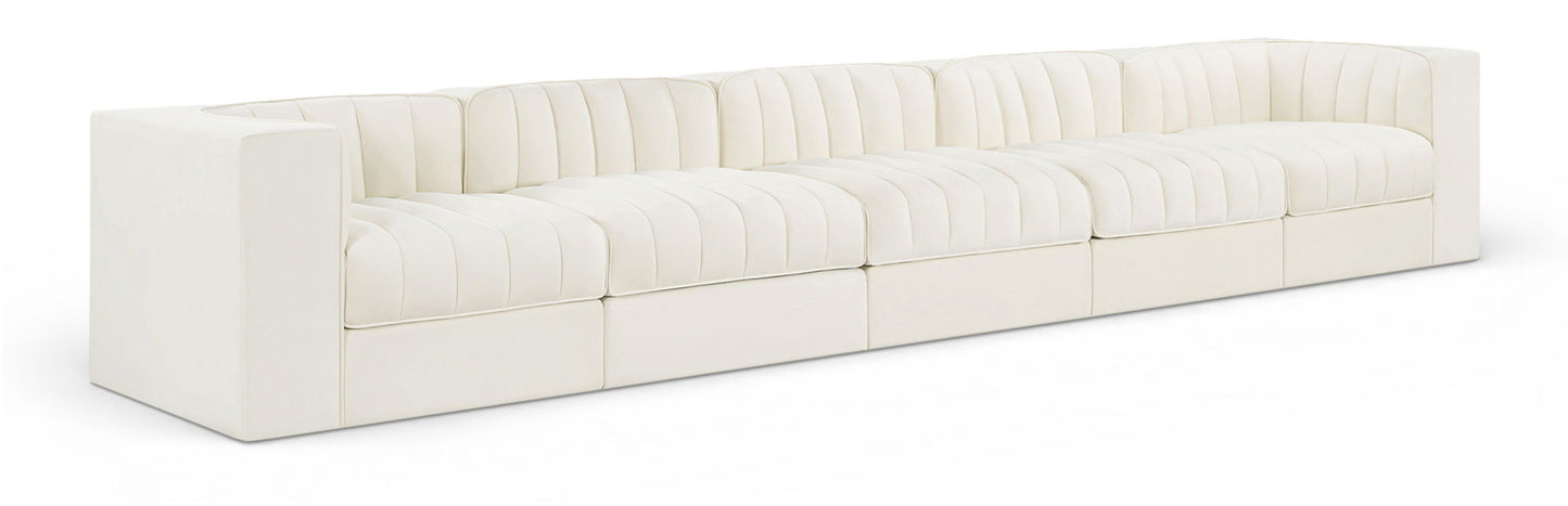 Rummi - Velvet Performance Fabric Upholstered 5 Piece Modular Sofa