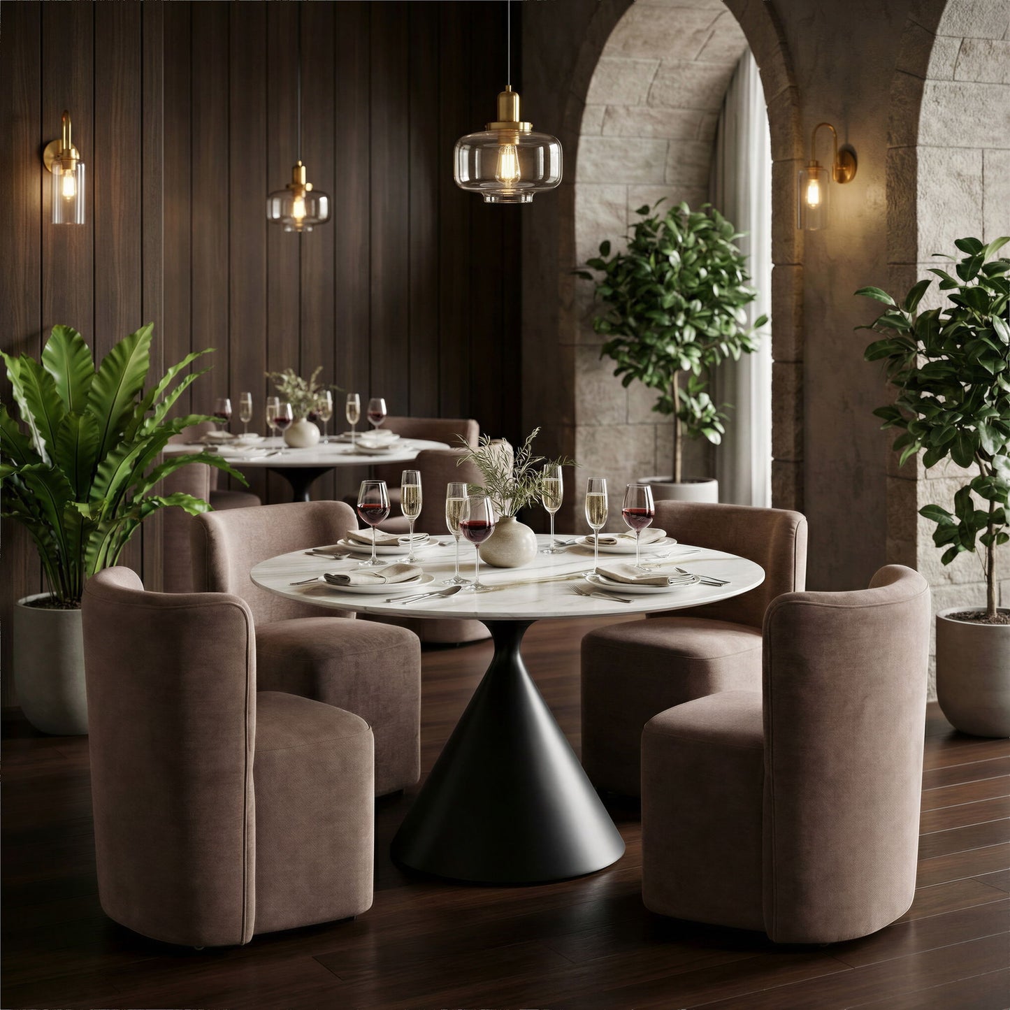 Bambun - Dining Chair With Wheels - Brown