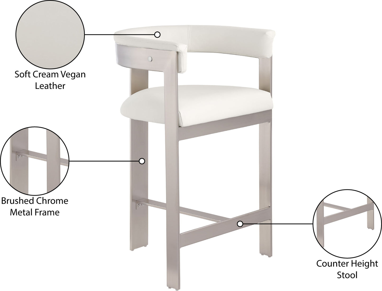 Romeo - Faux Leather Counter Stool With Silver Base (Set of 2)
