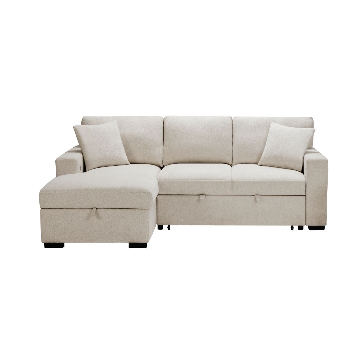 Pompano Sectional with Left Chaise, Pull-out Bed and Hidden Storage, Charging Ports