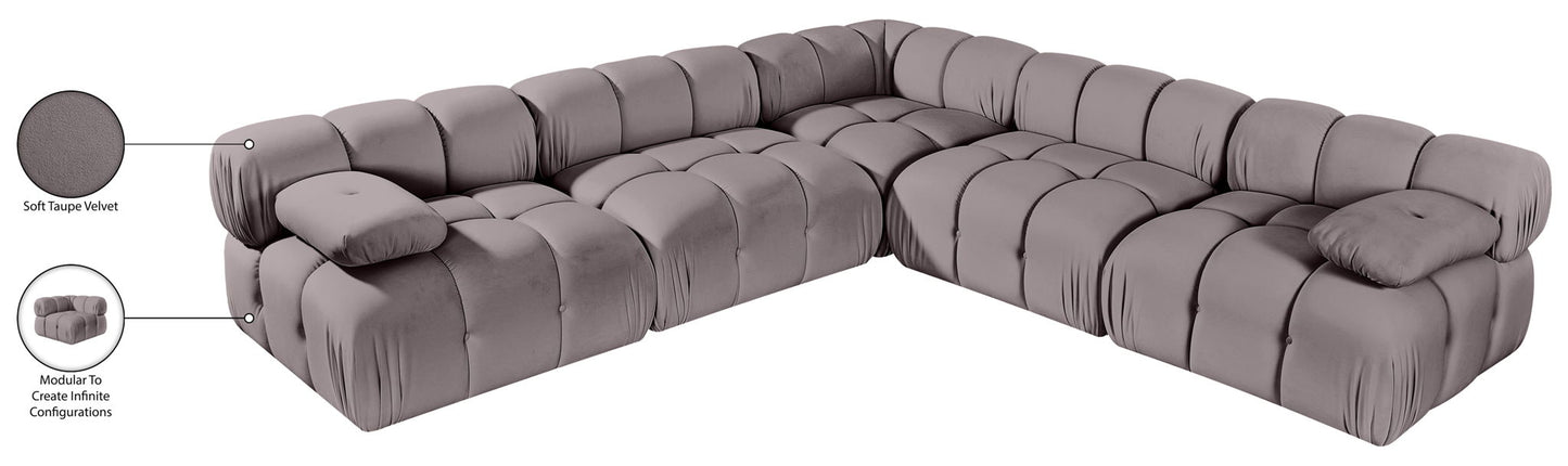 Orin - Velvet Fabric 5 Piece Modular Sectional