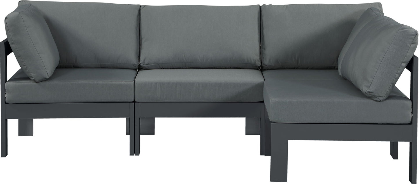 Nizuc - Outdoor Patio 4 Piece Modular Sectional With Gray Frame