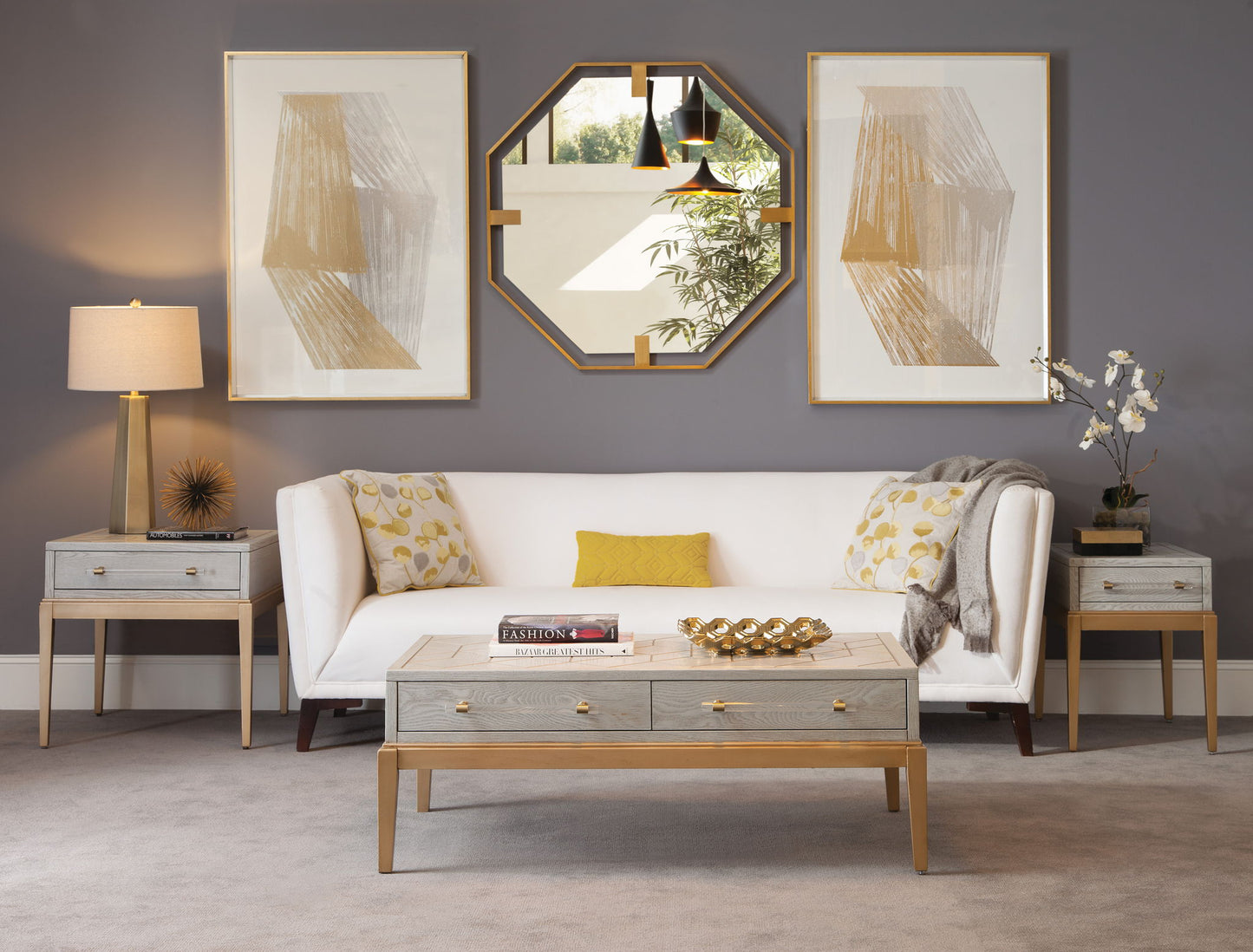 Perrine - Chairside Table - Silver / Gold