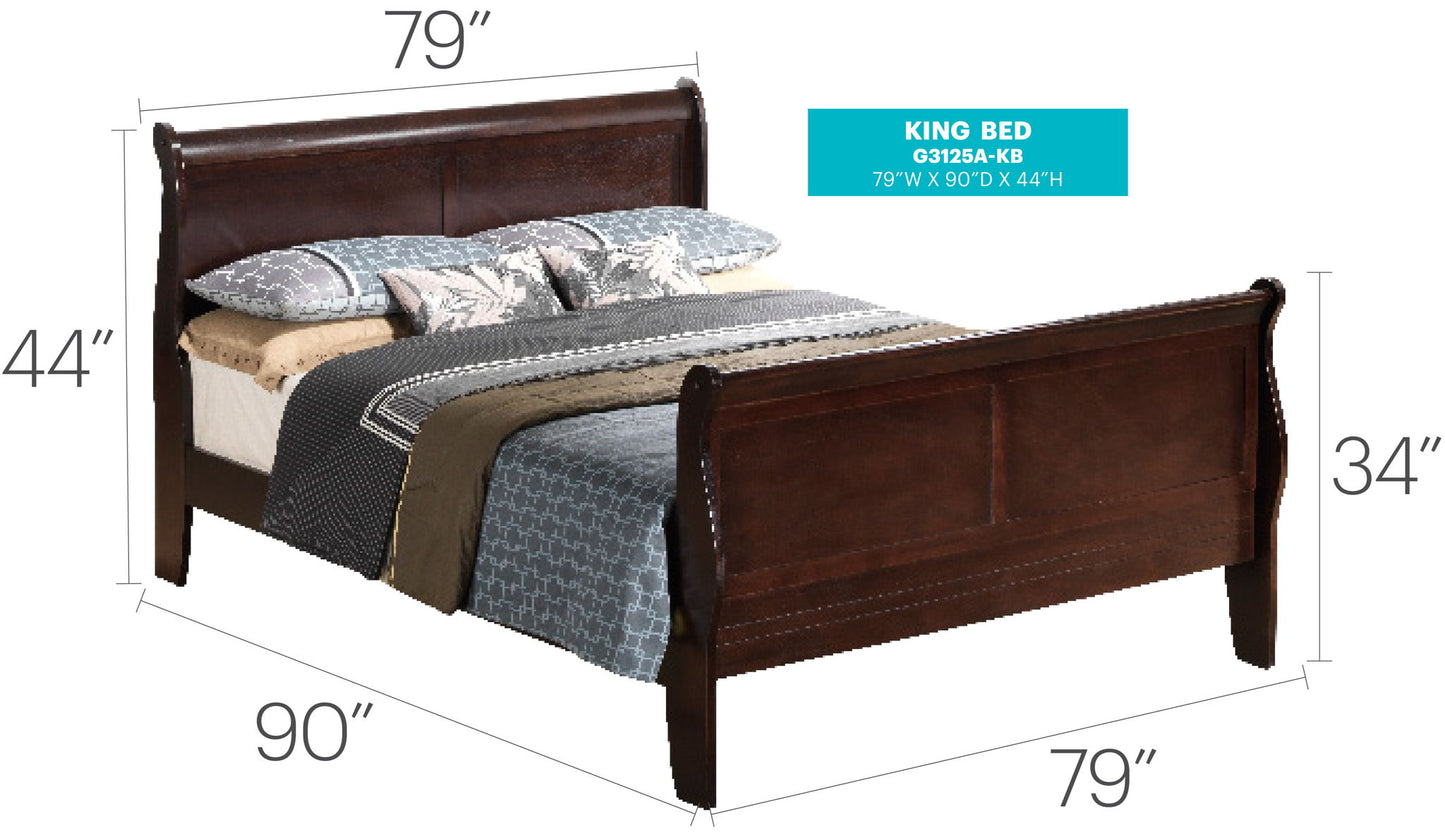 Glory Furniture - Louis Phillipe - Sleigh Bed