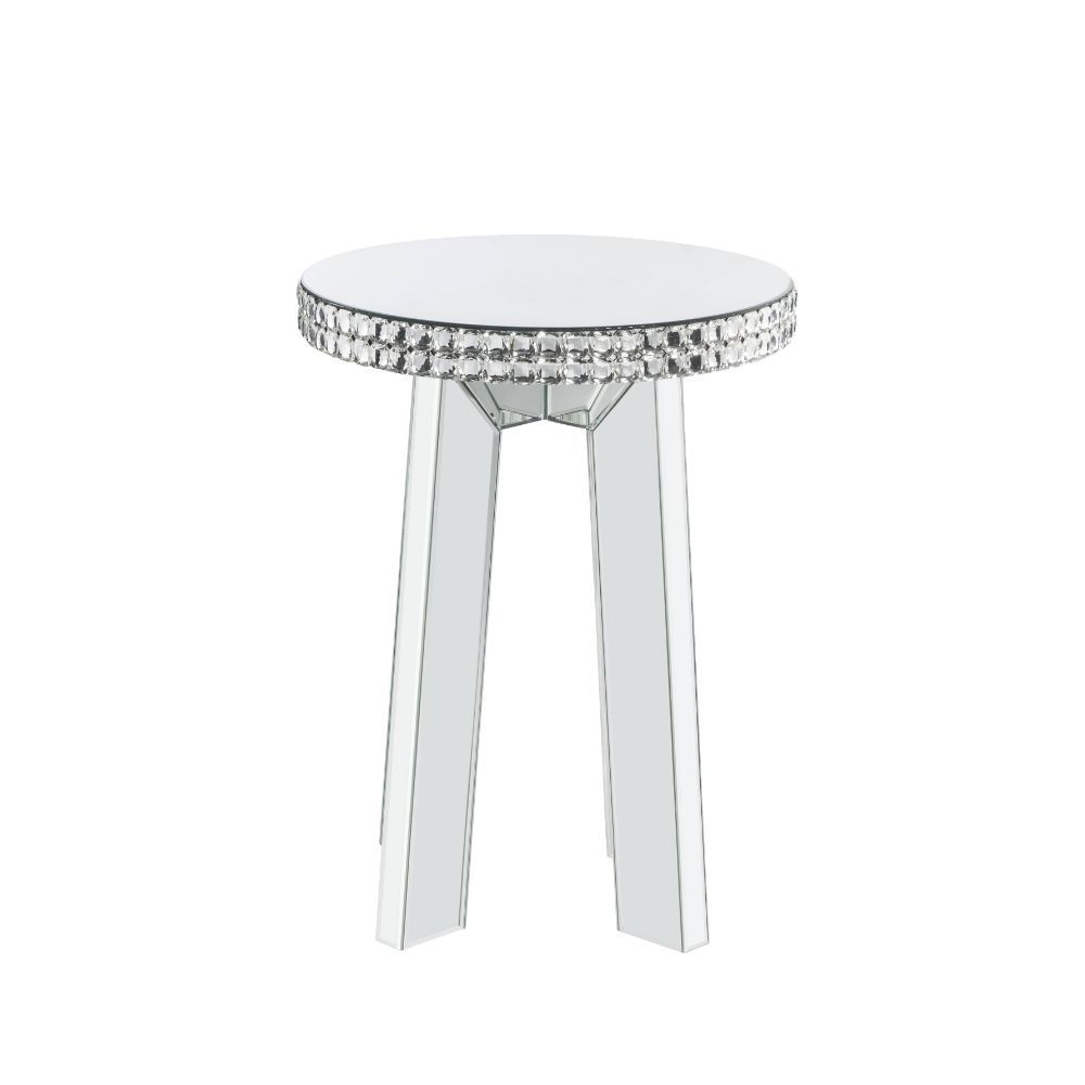 Lotus - End Table - Mirrored & Faux Ice Cube Crystals