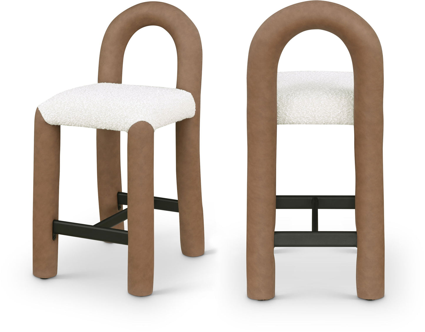 Amari - Vegan Leather and Boucle Fabric Stool