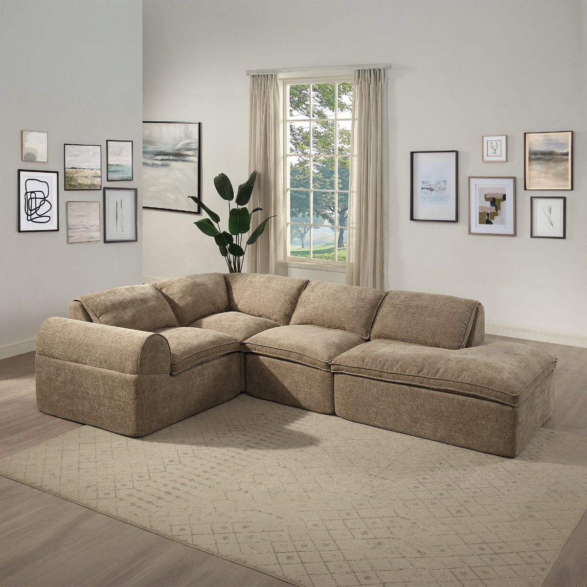Almano - Modular Wedge - Light Brown Chenille