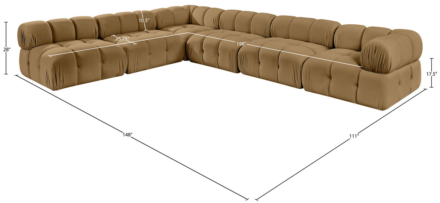 Orin - Velvet 6 Piece Modular L-Shaped Sectional
