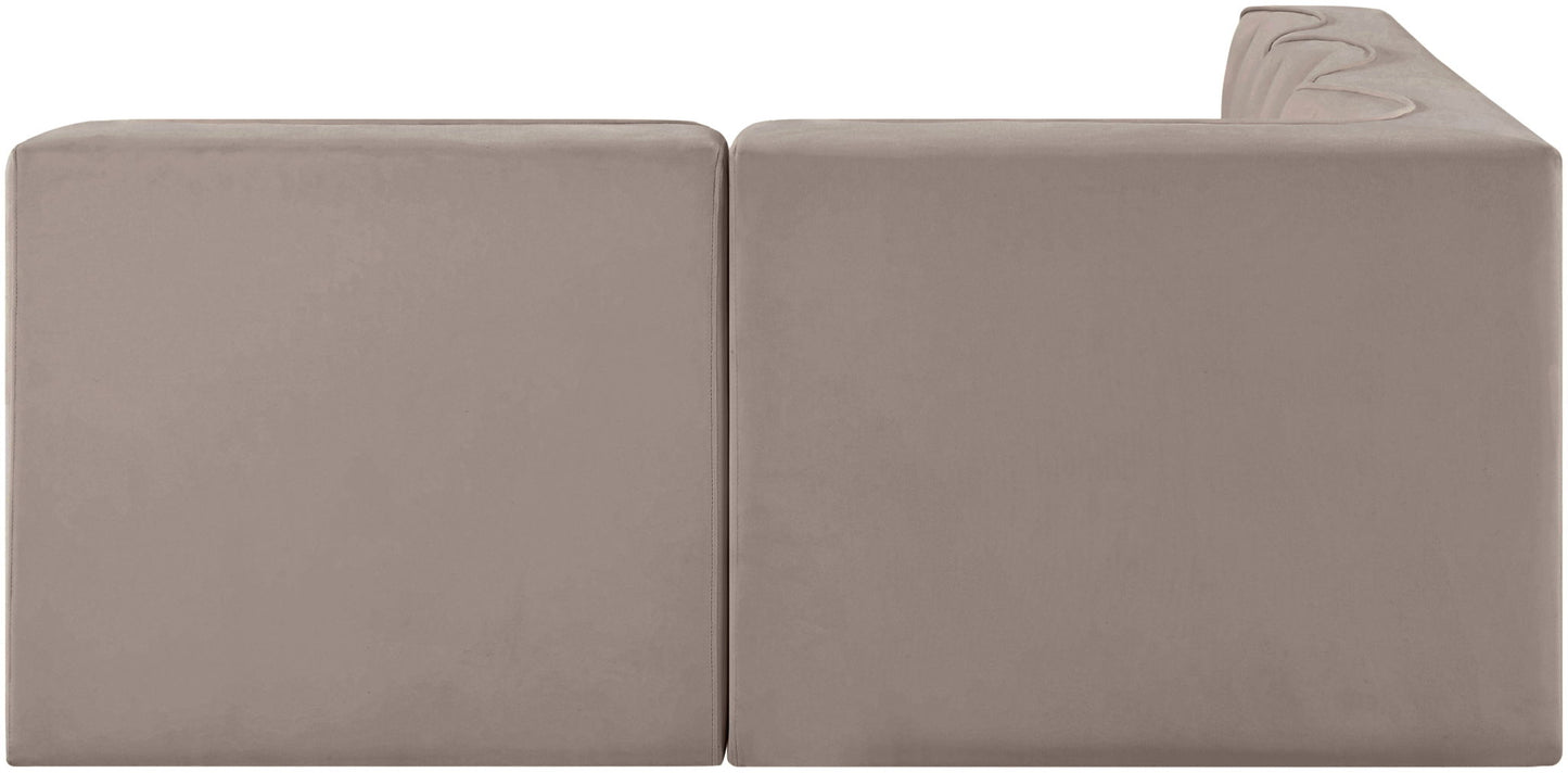 Rummi - Armless Velvet Performance Fabric Upholstered 4 Piece Modular Sectional