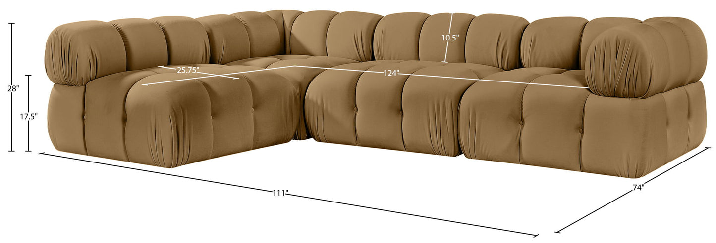 Orin - Fabric Velvet 4 Piece Modular Sectional