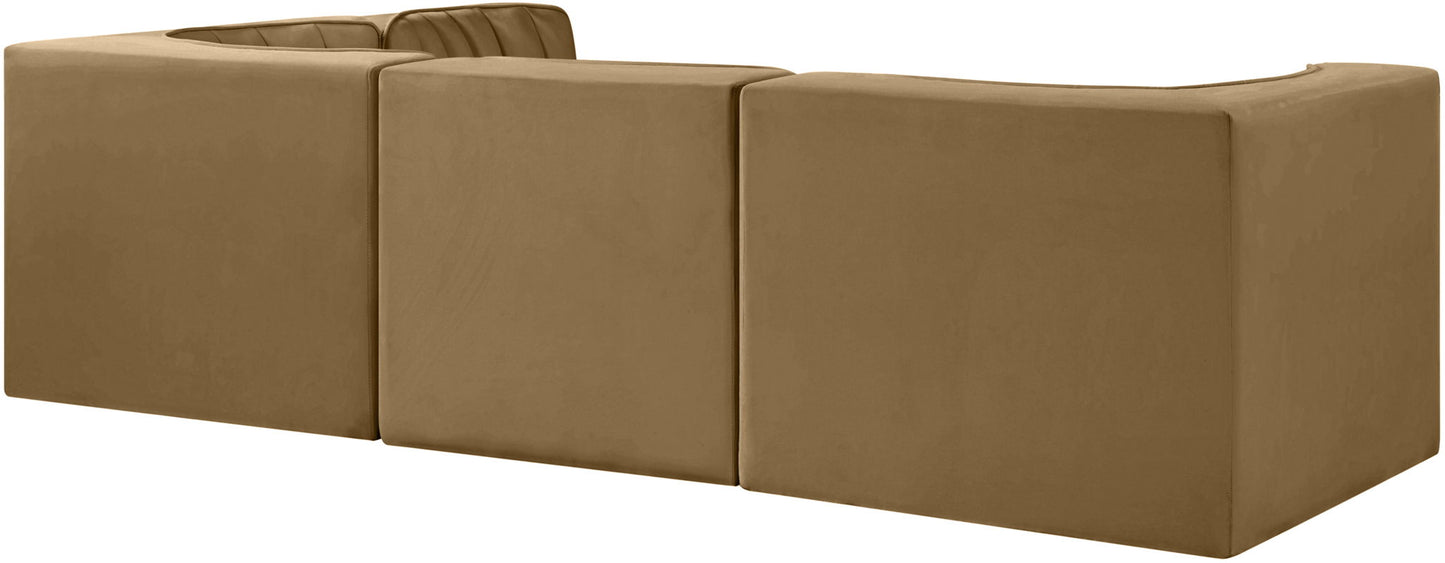 Rummi - Velvet Performance Fabric Upholstered 4 Piece Modular Sectional