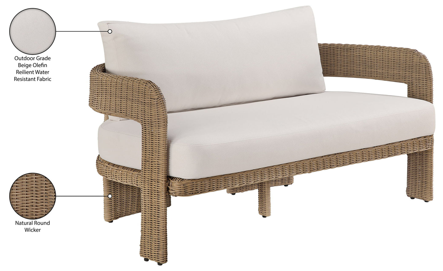 Sandbay - Olefin Water Resistant Fabric And Wicker Outdoor Patio Loveseat