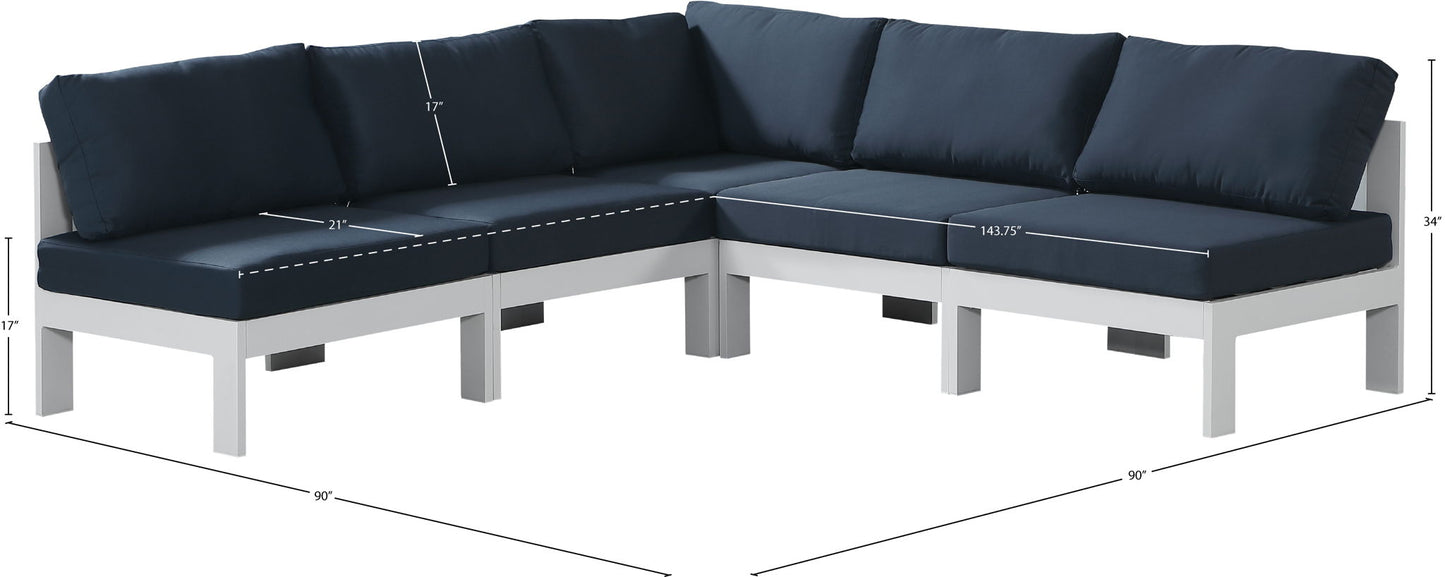 Nizuc - Outdoor Patio 5 Piece Modular Sectional With White Frame