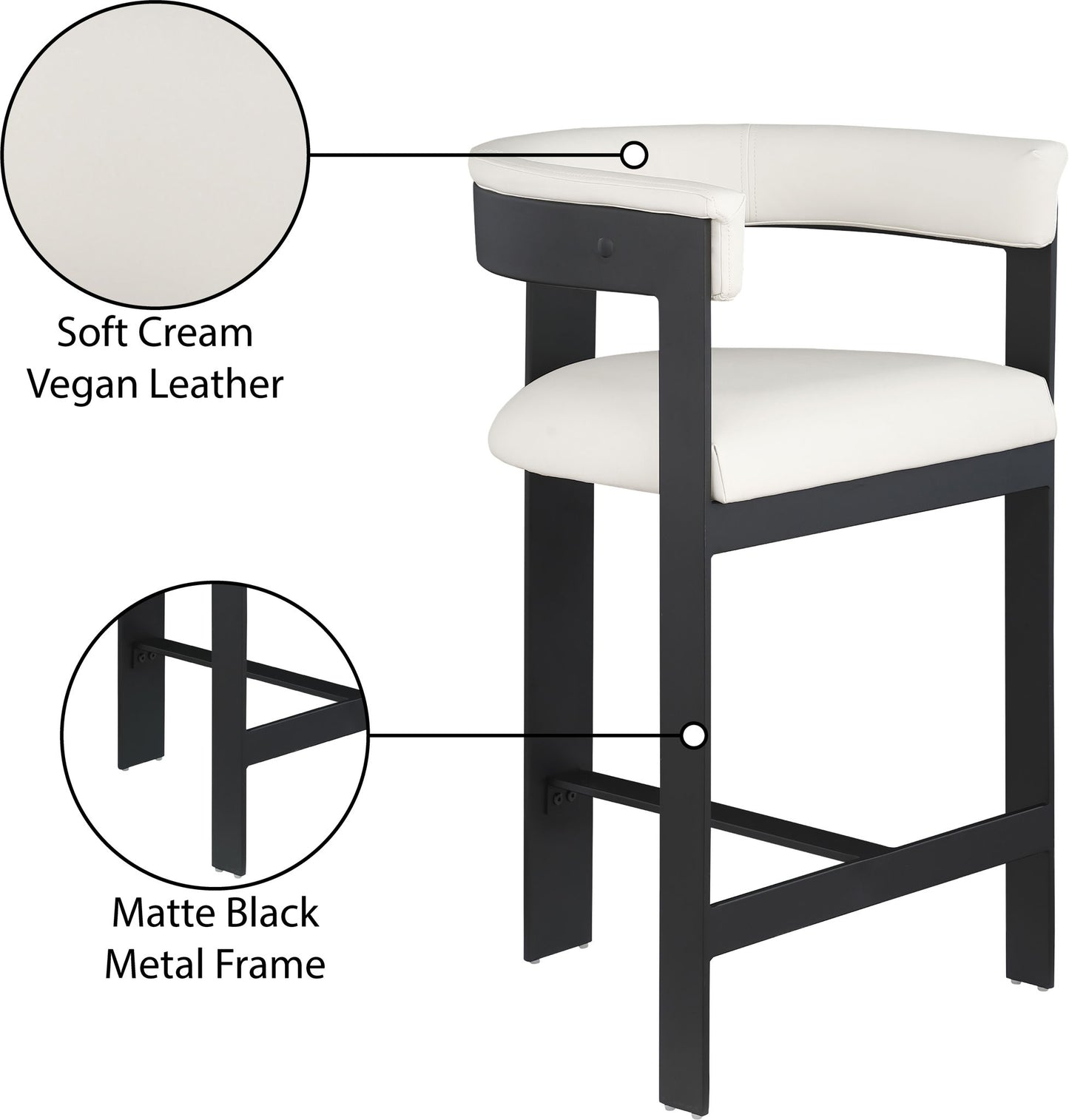 Romeo - Faux Leather Counter Stool With Black Base (Set of 2)