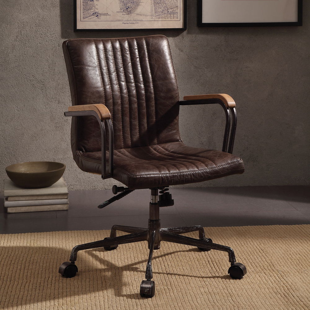 Joslin - Office Chair - Distress Chocolate Top Grain Leather