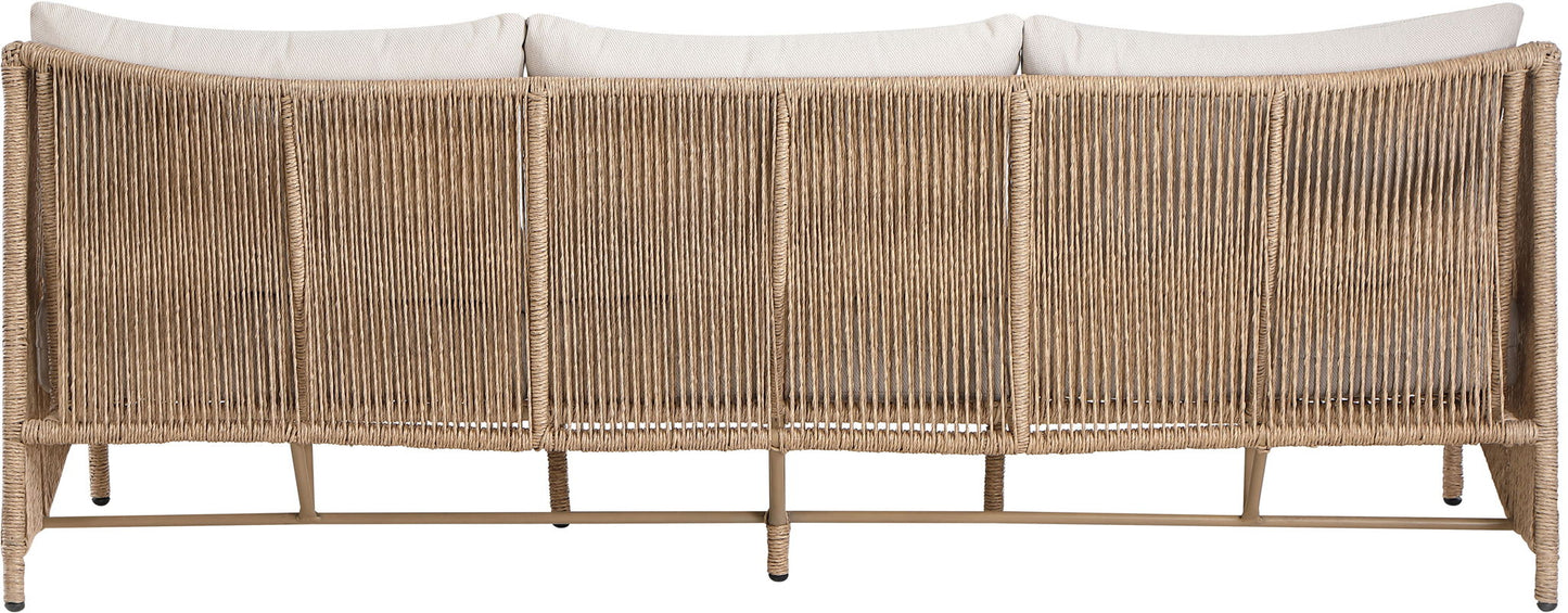 Coastline - Olefin Water Resistant Fabric And Wicker Outdoor Patio Sofa - Beige